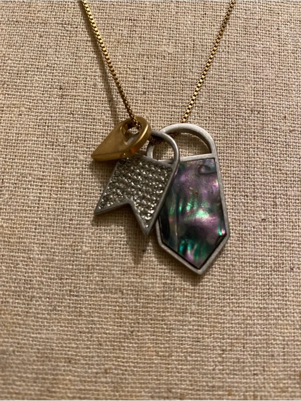 Madewell Gold-Tone Multi Charm Necklace with Sparkle and Abalone Accents - Picture 2 of 3